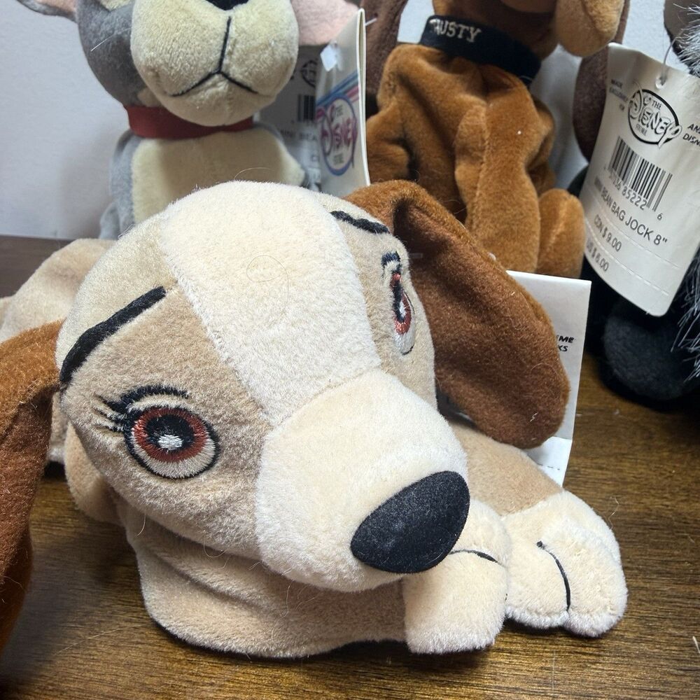 The Disney Store lot of 4 LADY AND THE TRAMP Plush Beanies - jock & trusty NWT - Picture 2 of 8